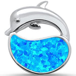 blue opal dolphin sterling silver pendent