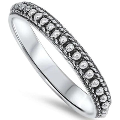 solid bali style band sterling silver ring