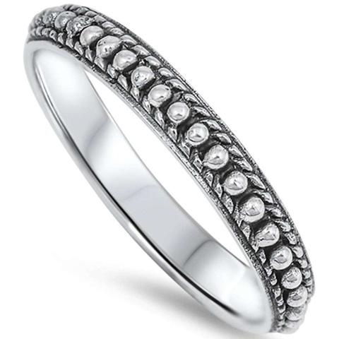 solid bali style band sterling silver ring