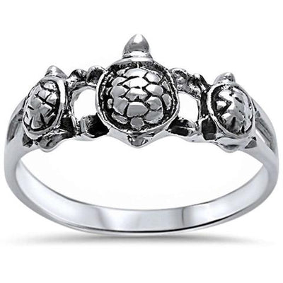 plain turtle sterling silver ring