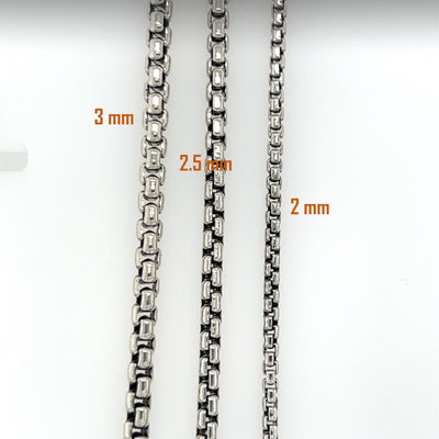 Half Round Box Chain - Rhodium