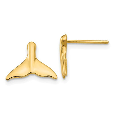 14K Whale Tail Post Earrings
