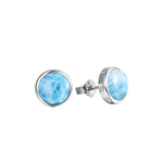 sterling silver larimar stud earrings 12mm