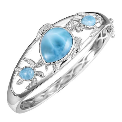sterling silver Turtle larimar Bangle