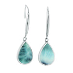 sterling silver larimar drop lever back earrings