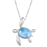 sterling silver larimar turtle pendant