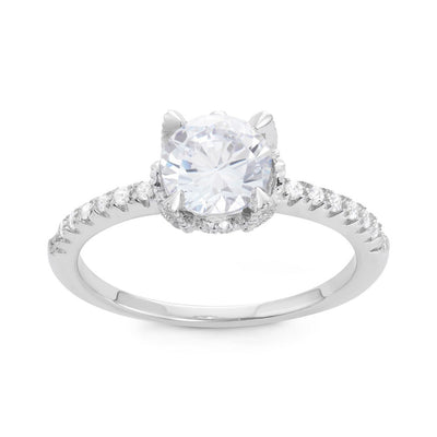 sterling silver cz band with round clear cz