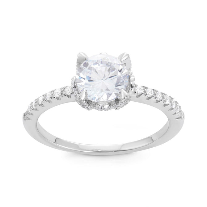 sterling silver cz band with round clear cz
