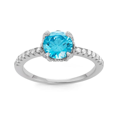 sterling silver cz band with round light blue cz
