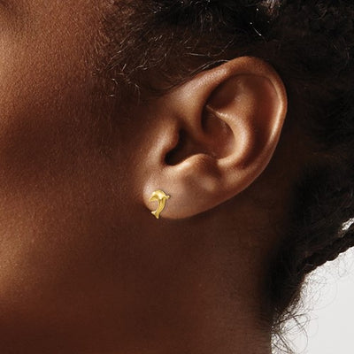 14K Small Dolphin Post Earrings