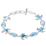 sterling silver larimar turtle 4 drop braclet