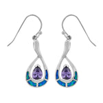 sterling silver blue opal with tanzanite cz pear shape earring