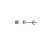 sterling silver blue opal 4mm round stud earring