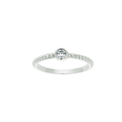 sterling silver cable look band with 4 mm rd.cz center