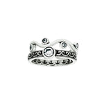 sterling silver stackable cz wave band ring