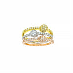 sterling silver tri color plated half ball pave cz stackable 3 piece ring