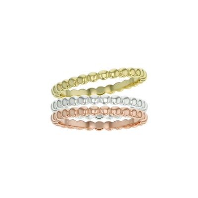 sterling silver stackable beaded band ring