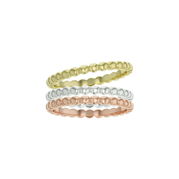 sterling silver stackable beaded band ring