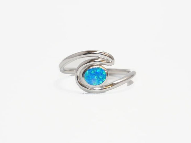 Opal Wave Ring Sterling Silver