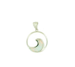 white opal wave design sterling silver pendent