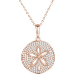 sterling silver pave cubic zirconia rose gold overlay sand dollar pendant