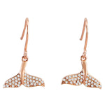 sterling silver cubic zirconia rose gold overlay whaletail earrings