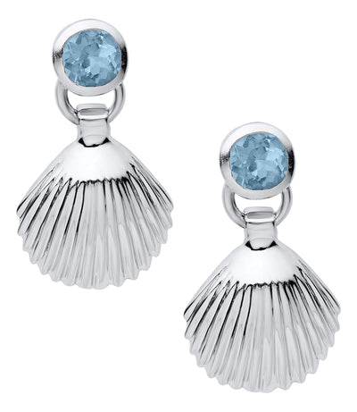 Scallop Shell and Blue Topaz Earrings