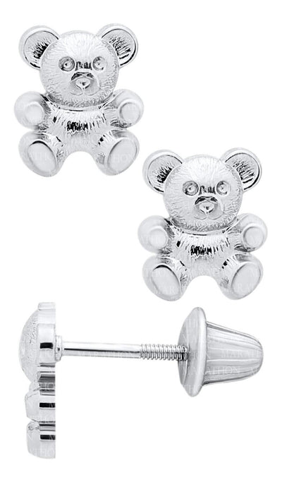 STERLING TEDDY BEAR EARRING