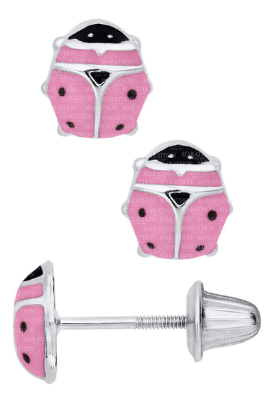 CHILDS PINK LADYBUG EARRING