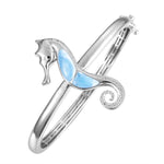 sterling silver seahorse larimar bangle