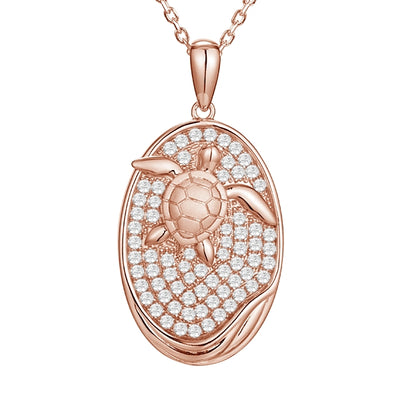 sterling silver pave cubic zirconia gold overlay turtle pendant