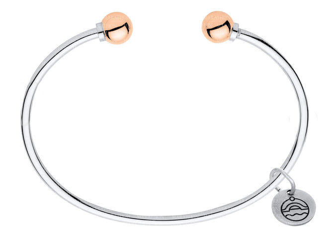 sterling silver 14kt rose gold double ball cape cod bracelet by le stage