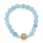 Round Beaded Aquamarine Bracelet/ sand from York beach/ by dune