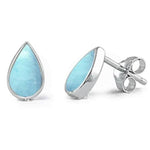 teardrop larimar stud sterling silver earrings