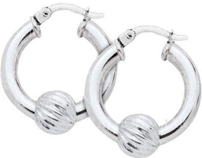 CC SS SWIRL BEAD HOOP EAR-20MM