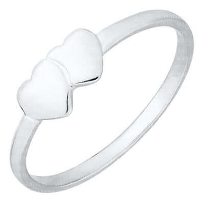 KK SS DBL HEART RING- SIZE 4