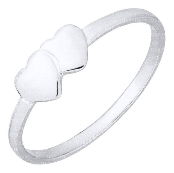 KK SS DBL HEART RING- SIZE 4