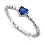 sterling silver beaded sapphire cz ring