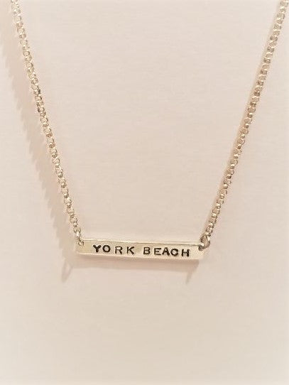 sterling silver york beach bar necklace