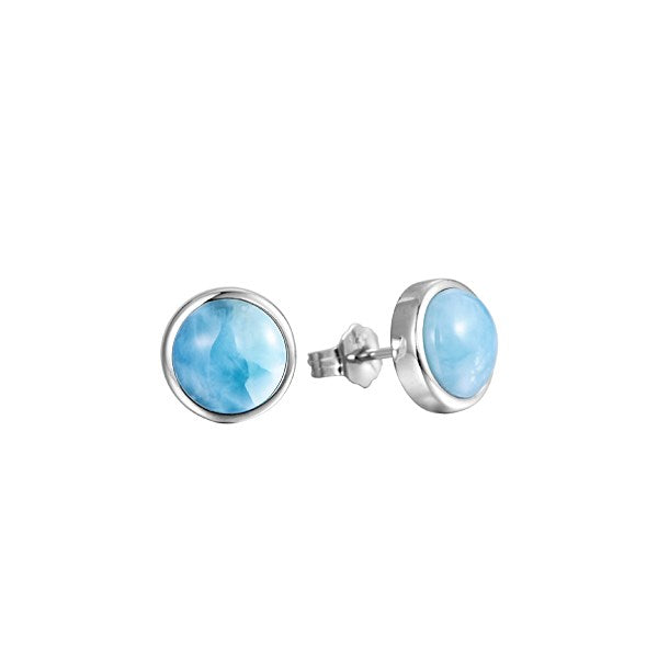 sterling silver larimar stud earrings 10mm