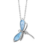 sterling silver Dragon Fly larimar pendant